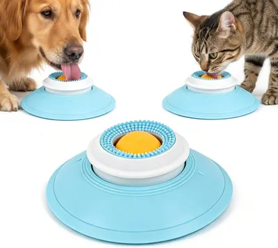 Produktbild von Langsamer Futterball für Katzen & Hunde, Beschäftigungsspielzeug, rotierender Ball, Anti-Schlingnapf, halbflüssiges Futter, leicht zu reinigen, langlebig