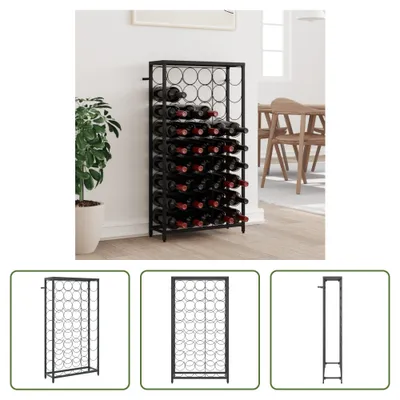 Obrázok produktu pre The Living Store Stojan na víno na 45 fliaš čierny 54x18x100 cm Kované železo