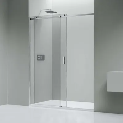 Produktbild von Nischendusche mit Schiebetür NT806 FLEX - Glasstärke wählbar - Nano Klarglas - Profile - Chrom - Breite wählbar, Breite:1500 mm, Glasstärke:8mm ESG-Sicherheitsglas