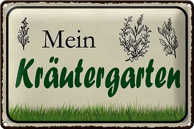Produktbild von Blechschild Spruch 18x12cm mein Kräutergarten Garten