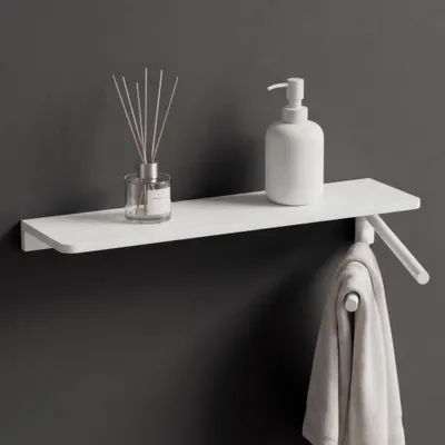 Immagine prodotto di doporro Mensola da Parete Multifunzionale, Mensola per Doccia in Alluminio con Portasciugamani Mensola da Appendere per Bagno o Cucina, Bianco, Reglo-19