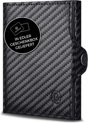 Produktbild von RUTAKO Slim Geldbörse aus echtem Nappaleder, RFID Schutz, 7 Kartenfächer, Münzfach und Geldscheinfach, kompakter Kartenhalter für Damen und Herren