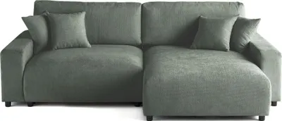 Produktbild von Lisa Design Pivoine - 4-Sitzer Ecksofa beidseitig montierbar - Schlaffunktion und Bettkasten - aus strukturiertem Samt , Grün