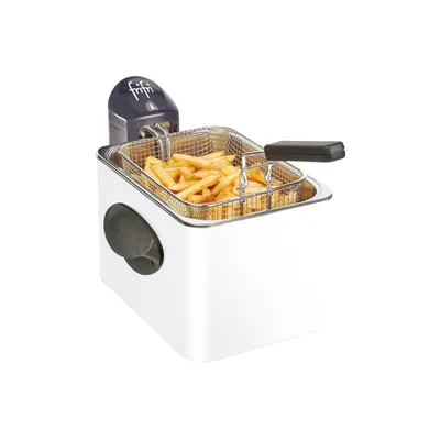 Image de FRIFRI - Friteuse - 1905B - 3.5L ; 3200W - 1kg frites - jaquette métallique - blanc - F1905B