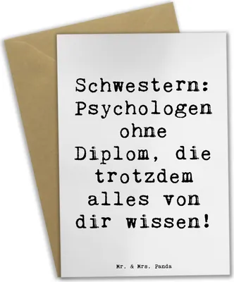 Produktbild von Mr. & Mrs. Panda Glückwunschkarte Spruch Schwestern Psychologen - Weiß - Geschenk, Familie, weihnachtskarten, Familiengeschenk, hochzeitskarten, einladungskarten