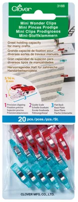 Produktbild von Clover Mini Stoffklammern Mini Wonder Clips in verschiedenen Ausführungen : Farbig sortiert : 20er Pack