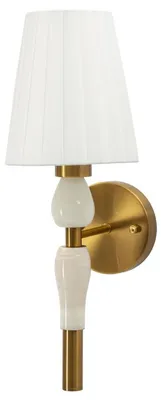 Obrázok produktu pre Nástenná lampa Budapest zo zlatého kovu s bielym látkovým tienidlom
