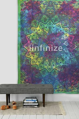 Obrázek produktu pro Mandala, nástěnné textilní dekorace, bavlna, 132 x 213 cm, bohémský styl