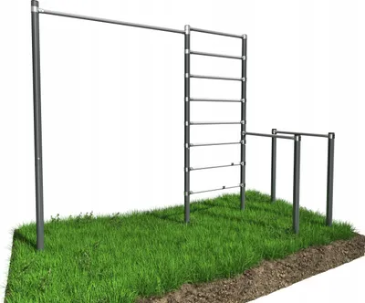 Produktbild von Street Workout Outdoor Kraftstation Klimmzugstange + DIP-Station Pull Up Bar Dip Griffe