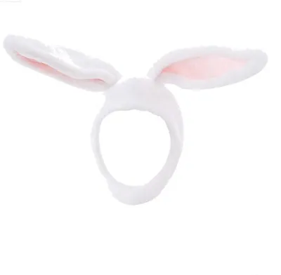 Produktbild von Plüsch-Hasenohren-Mütze, weiß, Ohren 55cm lang, 27cm breit, weich & warm, mit Luftventil für stehende Ohren, Foto-Requisite für Karneval & Party