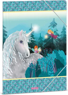 Produktbild von Ars Una Zeichnungs- Sammelmappe DIN A4 mit Gummizug und 3 Klappen, Stardust - Einhorn und Feen, türkis, für Mädchen