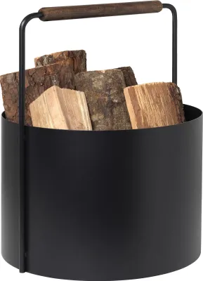 Produktbild von Blomus Holzkorb Ashi, Feuerholzkorb, Kaminholz Aufbewahrung, Stahl pulverbeschichtet, Eiche, Brown Oak, 66165