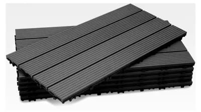 Produktbild von 36 Stück WPC Terrassenfliesen, 30x60 cm Balkonbodenfliesen, Gartenfliesen mit Klick-System, wasserfeste Terrassendielen für 6m² Anthrazit