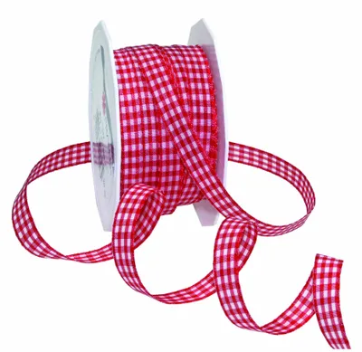 Produktbild von PRÄSENT 619 1020-609 Geschenkband Vichy matt rot/weiß 10,0 mm x 20,0m