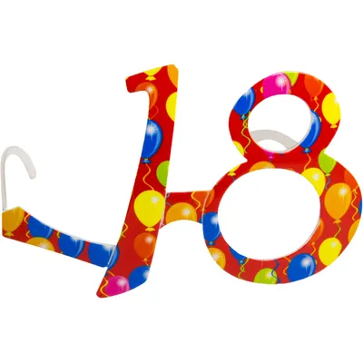 Produktbild von 1 rote Party - Brille mit Motiv : Ballons 18. Geburtstag