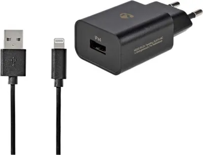 Zdjęcie produktu dla Nedis WCHAL242ABK, Wewnętrzna, Prąd przemienny, 5 V, 2,4 A, 1 m, Czarny
