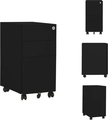 Image de vidaXL Armoire à dossiers avec roulettes Noir 30x45x59 cm Acier - Armoires à dossiers