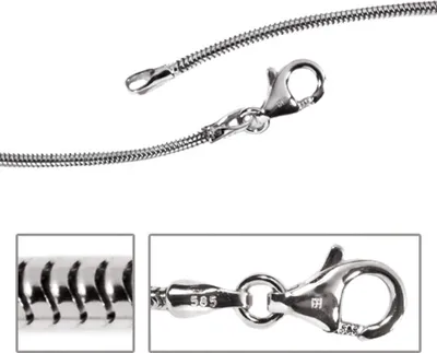 Produktbild von JOBO Schlangenkette 585 Weißgold 1,4 mm 38 cm Gold Kette Halskette Karabiner