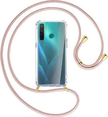 Produktbild von Handykette Backcover-Schutzhülle mit Band (Metall goldfarben) für Realme 5 Pro - roségold