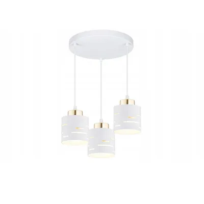 Produktbild von FKL DESIGN Home Deco Deckenlampe Deckenleuchte 3-flammig E27 Metall Lampenshirm Lampe aus Serie (Weiß, N910-ER3)