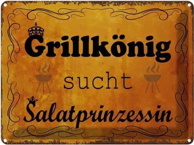 Produktbild von vianmo Blechschild 30x40 cm Grillkönig Salatprinzessin Spruch Zitat