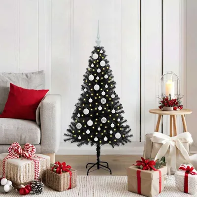 Zdjęcie produktu dla Maison Exclusive – choinka bożonarodzeniowa z 150 diodami LED i stojakiem, czarna, 120 cm, PVC