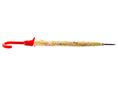 Produktbild von Happy Rain Long AC Regenschirm Transparent mit Smileys– Clear-Rot