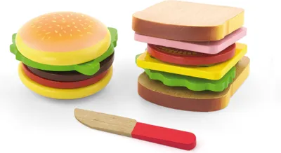 Produktbild von Viga 50810 Spielende Lebensmittel - Hamburger & Sandwich