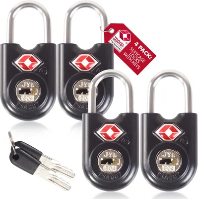 Image de Serrures à combinaison TSA, lot de 4, noires, pour valises et bagages de voyage