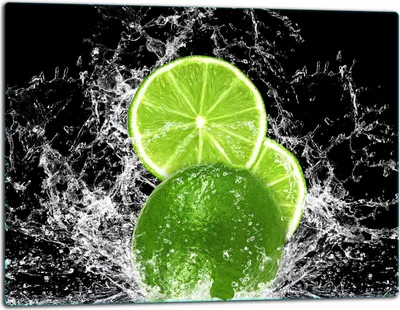 Produktbild von Glasschneidebrett Herdabdeckplatte Glaskeramikkochfeld Universal 52x40 cm Schwarz Limette
