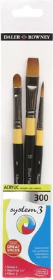 Zdjęcie produktu dla Daler Rowney System3 Acrylic Brush Synthetic Zestaw pędzli 3 szt.