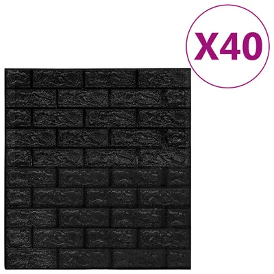 Zdjęcie produktu dla vidaXL Tapeta 3D cegła samoprzylepna 40 szt. czarna