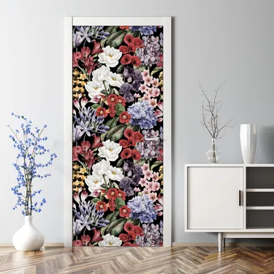 Produktbild von Dekorative Aufkleber selbstklebend Klebefolie Türaufkleber Türposter Blühende Blumen 85 x 200 cm