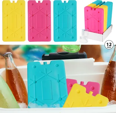 Produktbild von Kühlakkus 12er Set bunt sortiert 25x14x1cm Kühlelemente wiederverwendbar Coolpacks Kühltasche Kühlbox Kühlpack