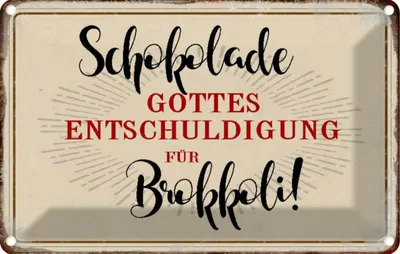 Produktbild von vianmo Blechschild 12x18 cm Schokolade Entschuldigung Spruch Zitat