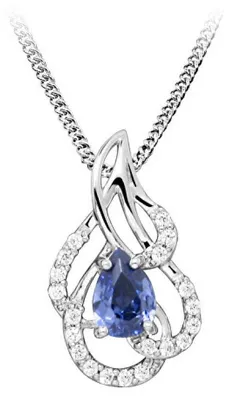 Produktbild von SC469 Synthetischer Tansanit Silber Halskette (Kette, Anhänger)