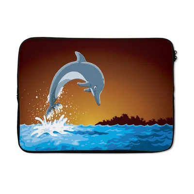 Produktbild von MuchoWow® Laptop Hülle 13 Zoll Delfin - Wasser - Sonnenuntergang Laptoptasche - Laptophülle - Sleeve - Rundumschutz