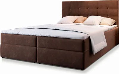 Produktbild von Masseno Boxspringbett GLOS 140x200 cm Komplett-Set mit Bonell Matratze und Topper, Polsterbett mit Bettkästen -Braun, COSMIC 800