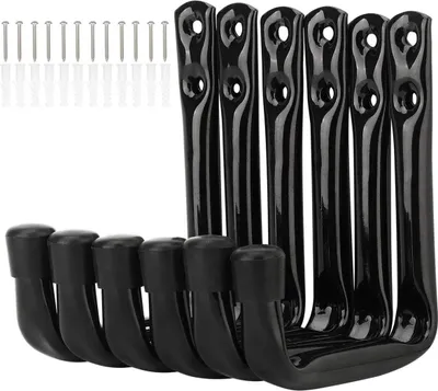 Obrázek produktu pro Sada 6 robustních háčků ve tvaru J pro skladování v garáži, ocelové nástěnné držáky (12 cm x 9 cm)