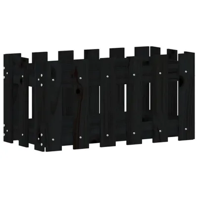 Produktbild von Pflanzkübel Lattenzaun-Design Schwarz 60x30x30 cm Kiefernholz