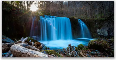 Produktbild von Tulup Leinwand-Bilder 140x70 Wandbild Canvas Kunstdruck Sonne Wald Wasserfall Natur