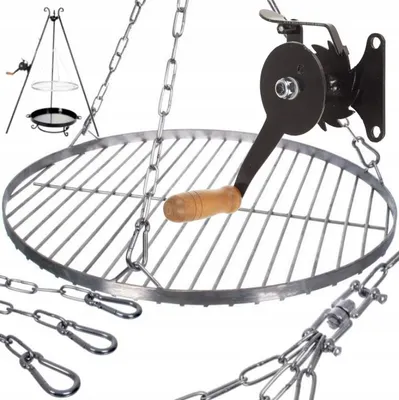 Produktbild von Grillrost Ø450 Mm FEINZ Stativ Mit Kette Und Kurbel Langlebig Und Robust Edelstahl