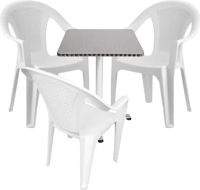 Produktbild von Bistrogarnitur 4-teilig Aluminium - Kunststoff Weiß