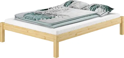 Produktbild von Doppelbett Massivholzbett Kiefer natur 140x200 Futonbett Bettrahmen Zubehör wählbar V-60.35-14ohne Zubehör