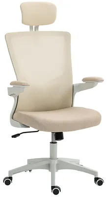 Produktbild von Ergonomischer Bš¹rostuhl, Schreibtischstuhl, verstellbare Armlehnen, Lendenwirbelstš¹tze, Kopfstš¹tze, 60 x 63 x 120 cm, beige