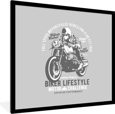 Produktbild von MuchoWow® MuchoWow® Gerahmtes Poster Mancave - Motorrad - Oldtimer 40x40 cm - Poster mit zchwarzem Bilderrahmen - Mit Rahmen - Wanddekoration Schlafzimmer