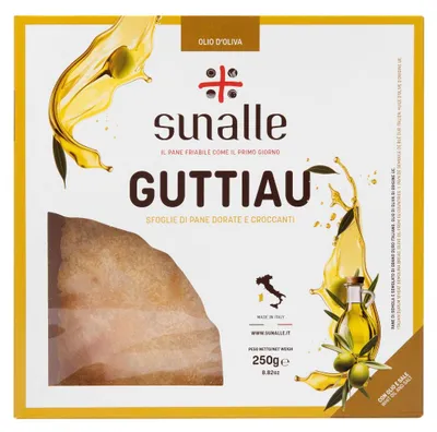 Produktbild von Sunalle Pane Guttiau Classico, traditionelles dünnes Hirten Brot aus Sardinien, 250g, Il Vecchio Forno di Fonni