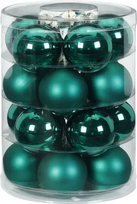 Produktbild von Weihnachtskugeln Glas 6cm, 20 Stück, Farbe:Deep Forest - grün dunkelgrün