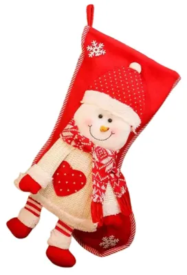 Weihnachtsstrümpfe 22x45 cm, rot, Schneemann, zum Aufhängen