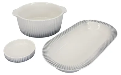 Produktbild von 3-teiliges Set von Auflaufformen "Gusto" – glänzend mit rauchigem Rand, aus Keramik